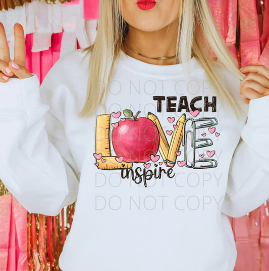 Teach, Love & Inspire | Teacher Graphic Tee