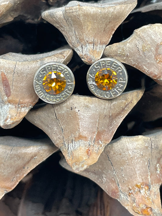 9MM Bullet Earrings with Topaz Swarovski Crystals (November)